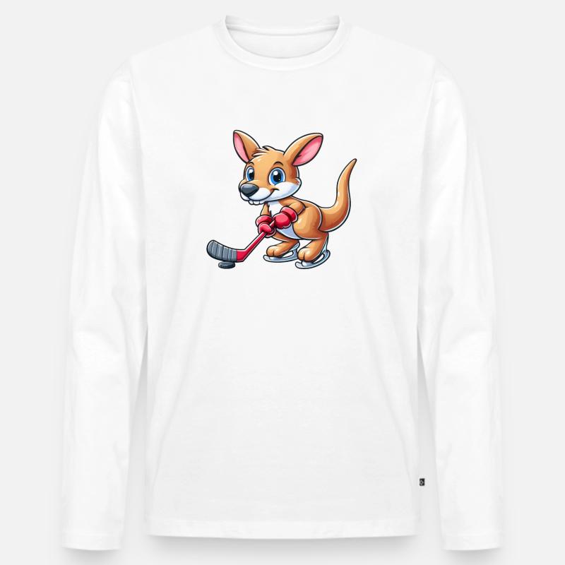 Känguru Eishockey Spieler - Männer Premium Bio Langarmshirt - undefined