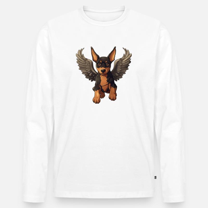 Dobermann Engel Welpe Design - Männer Premium Bio Langarmshirt - undefined