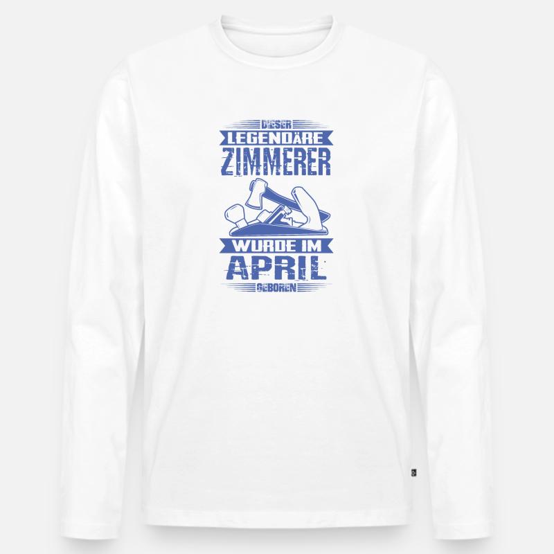 Zimmerer Geburtstag April - Männer Premium Bio Langarmshirt - Weiß