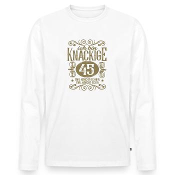 Knackige 45 Geburtstag witzig - Männer Premium Bio Langarmshirt - Weiß - Vorne - Nico (187cm)