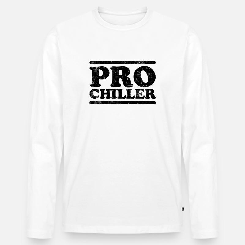 Pro Chiller Retro - Männer Premium Bio Langarmshirt - Weiß