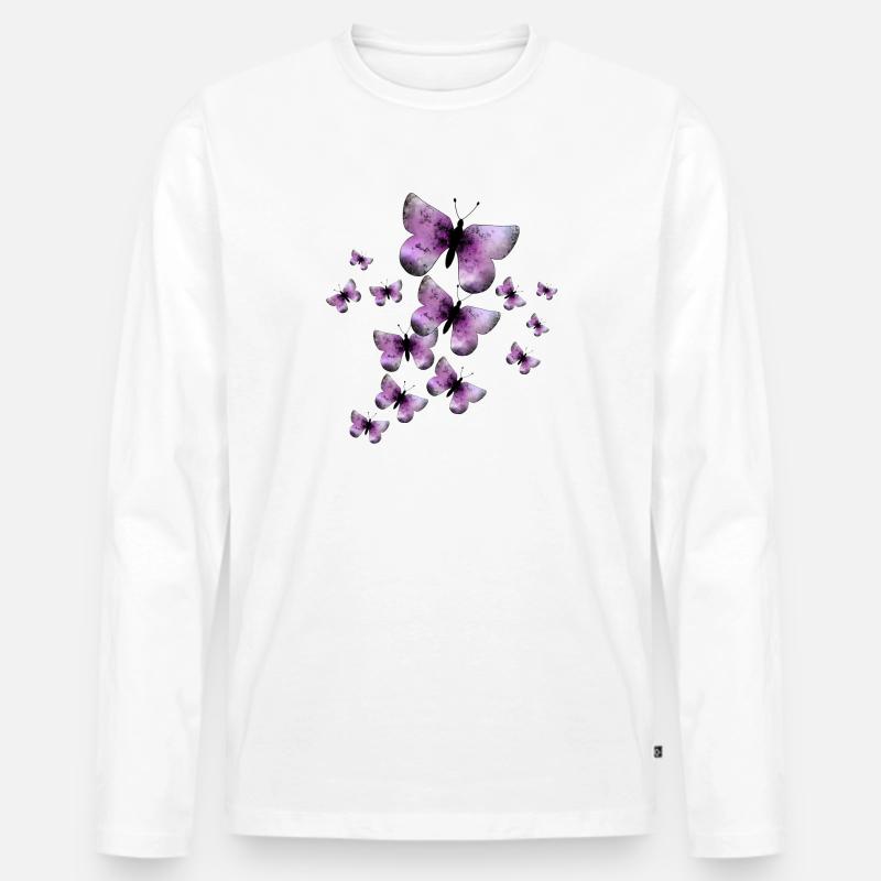 Schmetterlinge - Männer Premium Bio Langarmshirt - Weiß