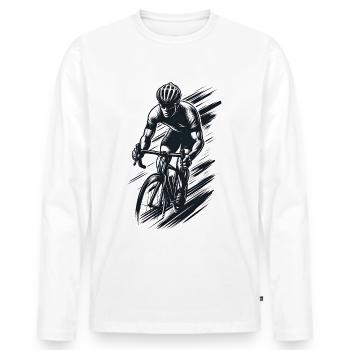 Cycliste, Graphique - T-shirt manches longues Premium bio Homme - blanc - Devant - Nico (187cm)
