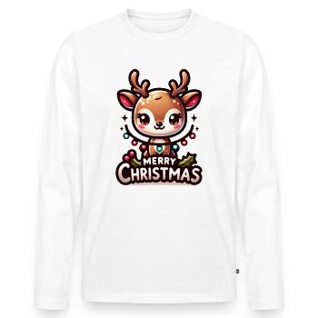 Mignon Renne Joyeux Noël Noël Noël - T-shirt manches longues Premium bio Homme - blanc - Devant - Nico (187cm)