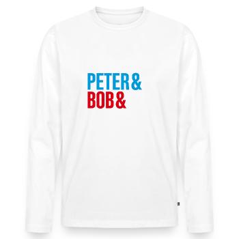 Die Drei ??? Justus&Peter&Bob&DEIN NAME - Männer Premium Bio Langarmshirt - Weiß - Vorne - Nico (187cm)