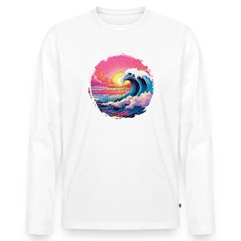 Sea, Wave, Sunset, Sun, Beach Summer - Men's Premium Organic Long Sleeve Shirt - white - Front - Nico (187cm)