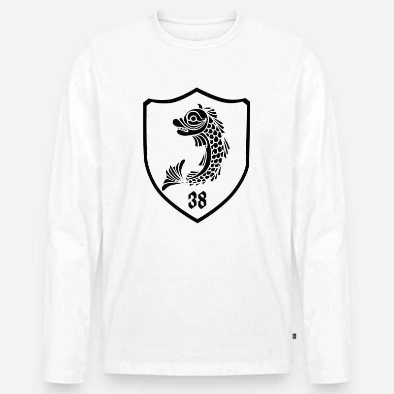 Grenoble, Delfin Blazon 38 - Männer Premium Bio Langarmshirt - Weiß