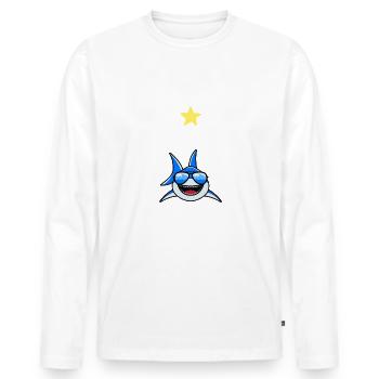 Who loves sharks - Men's Premium Organic Long Sleeve Shirt - white - Front - Nico (187cm)