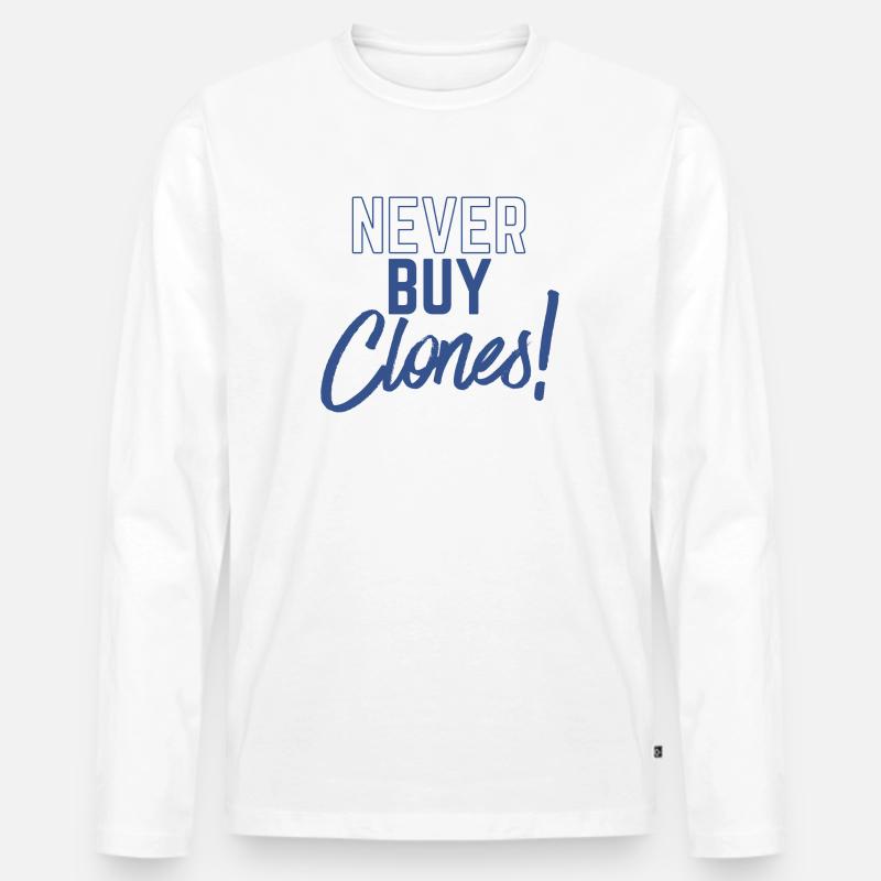 NeverClones - Männer Premium Bio Langarmshirt - Weiß
