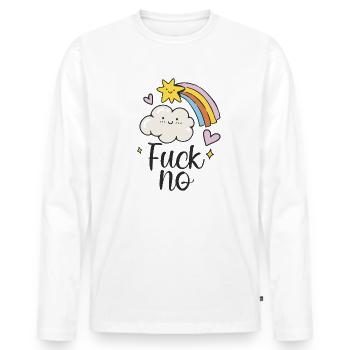 Fuck No glückliche Wolke Sternenschnuppe Herzen - Männer Premium Bio Langarmshirt - Weiß - Vorne - Nico (187cm)