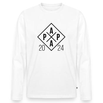 Papa 24 Vater Baby Papi 2024 - Männer Premium Bio Langarmshirt - Weiß - Vorne - Nico (187cm)