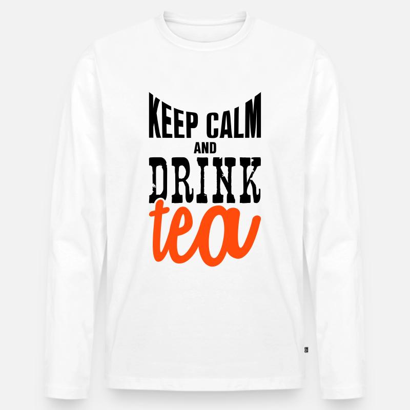 keep calm and drink tea - Männer Premium Bio Langarmshirt - Weiß