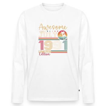 Awesome since July 1991 31st Birthday Men's Fun - Men's Premium Organic Long Sleeve Shirt - white - Front - Nico (187cm)