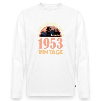 December 1953 - Birthday present, Vintage - Men's Premium Organic Long Sleeve Shirt - white - Front - Nico (187cm)