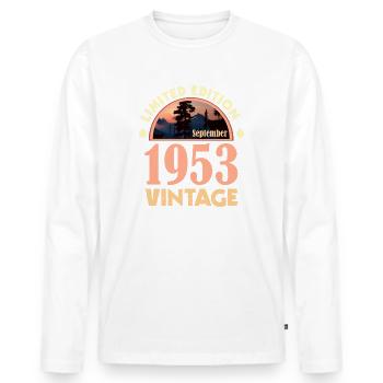 September 1953 - Birthday present, Vintage - Men's Premium Organic Long Sleeve Shirt - white - Front - Nico (187cm)
