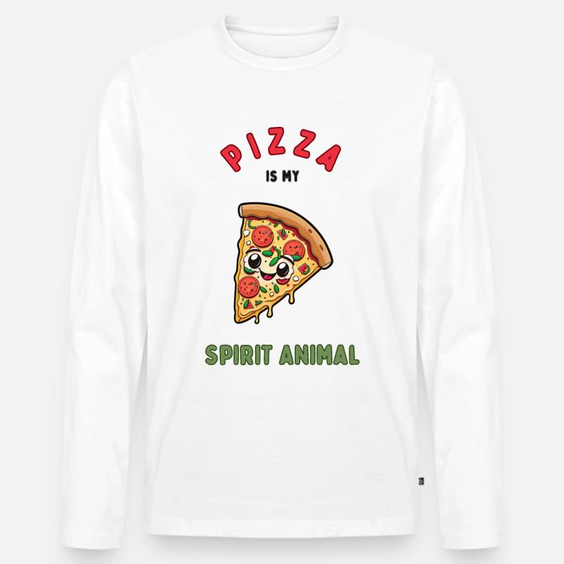 Pizza ist mein Geisttier - Männer Premium Bio Langarmshirt - Weiß