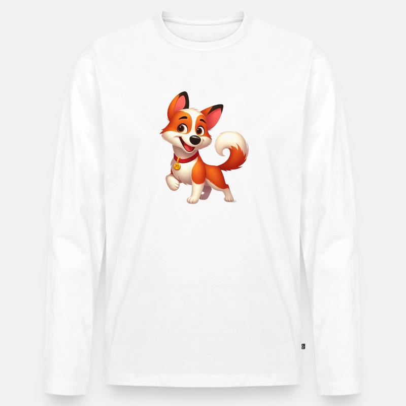 Foxterrier 8 - Männer Premium Bio Langarmshirt - Weiß