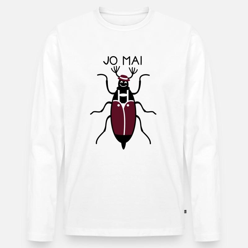 Lustiger Maikäfer - Männer Premium Bio Langarmshirt - Weiß