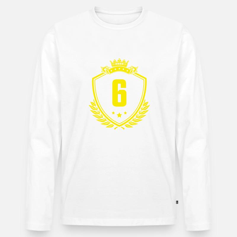 6 Zahl Wappen - Männer Premium Bio Langarmshirt - undefined