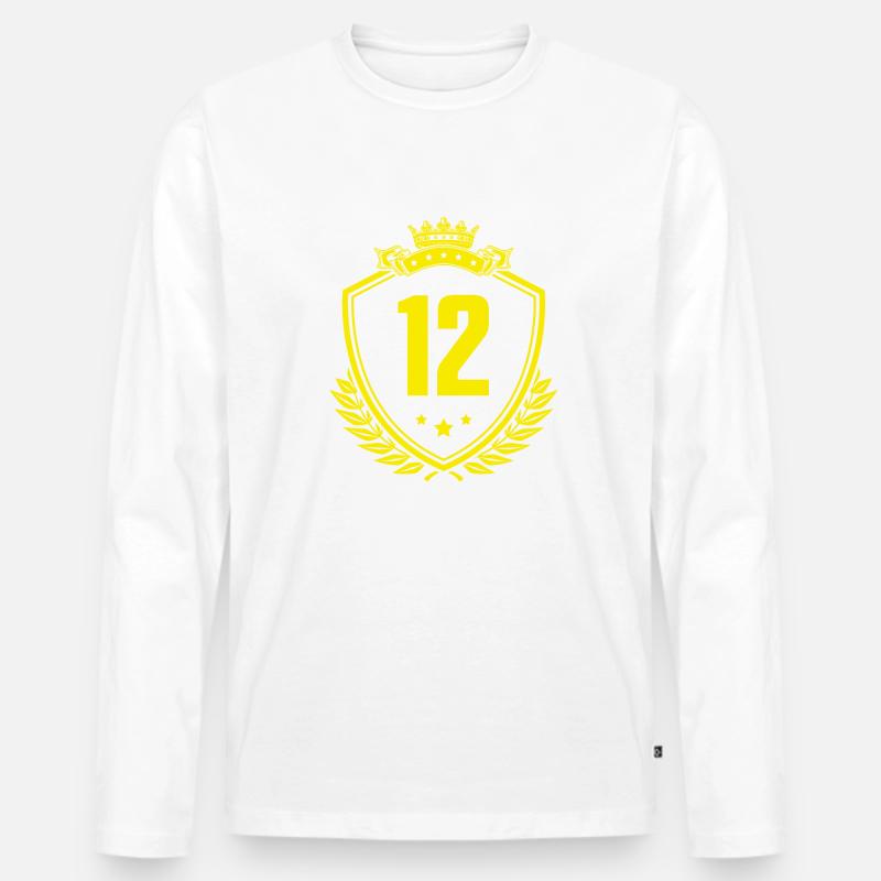 12 Zahl Wappen - Männer Premium Bio Langarmshirt - undefined