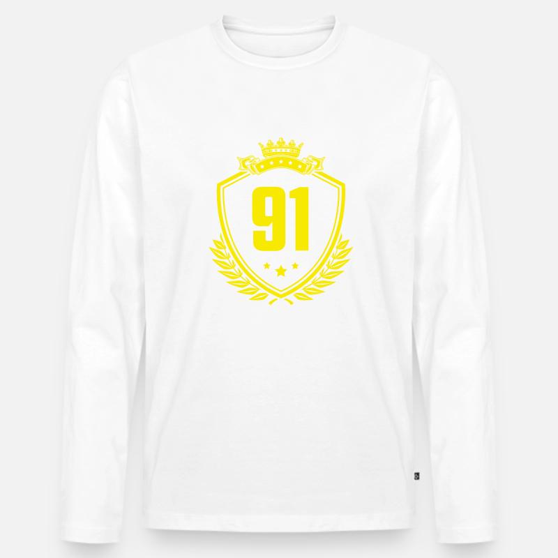 91 Zahl Wappen - Männer Premium Bio Langarmshirt - undefined