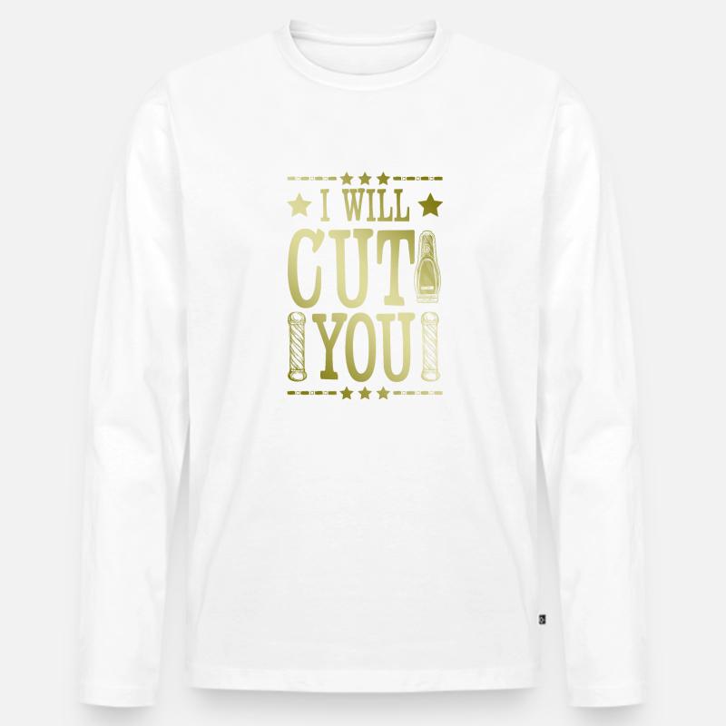Barber friseur spruch - Männer Premium Bio Langarmshirt - undefined