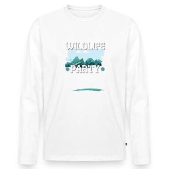 Équipage de la fête de la faune - T-shirt manches longues Premium bio Homme - blanc - Devant - Nico (187cm)