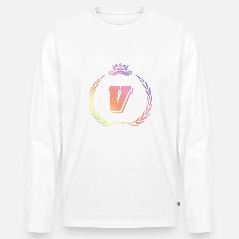 V Buchstabe Kranz - Männer Premium Bio Langarmshirt - undefined