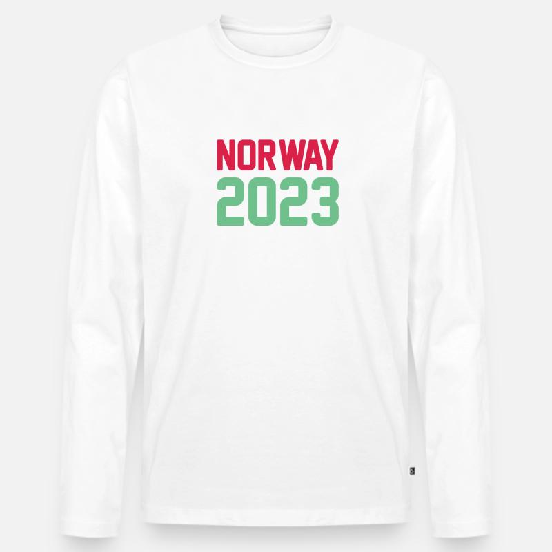 Norway 2023 Krone - Männer Premium Bio Langarmshirt - Weiß