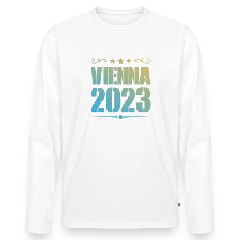 Vienne 2023 Vienne - T-shirt manches longues Premium bio Homme - blanc - Devant - Nico (187cm)
