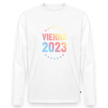Vienne 2023 Vienne - T-shirt manches longues Premium bio Homme - blanc - Devant - Nico (187cm)