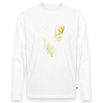 Deer Mandala gold - Men's Premium Organic Long Sleeve Shirt - white - Front - Nico (187cm)