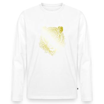 Tiger Mandala gold - Men's Premium Organic Long Sleeve Shirt - white - Front - Nico (187cm)