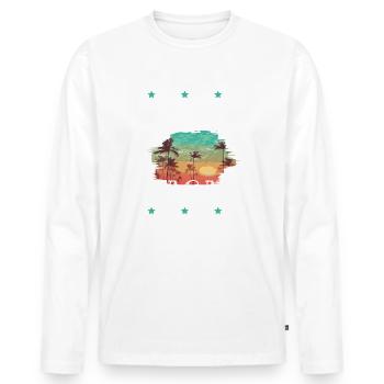 Prag Urlaub - Männer Premium Bio Langarmshirt - Weiß - Vorne - Nico (187cm)