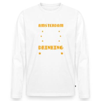 Équipe de buveurs d’Amsterdam - T-shirt manches longues Premium bio Homme - blanc - Devant - Nico (187cm)