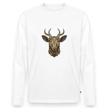 Hirsch Portrait - Männer Premium Bio Langarmshirt - Weiß - Vorne - Nico (187cm)