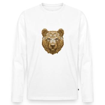 Portrait d’ours - T-shirt manches longues Premium bio Homme - blanc - Devant - Nico (187cm)
