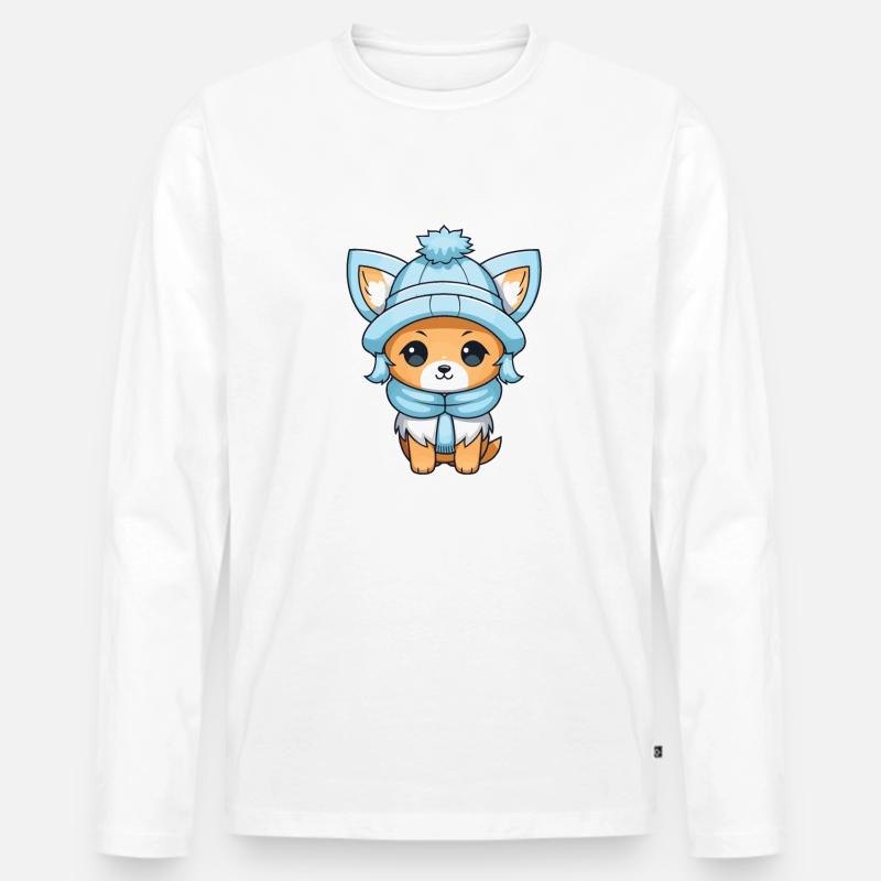 Fuchs Winter Comic - Männer Premium Bio Langarmshirt - undefined