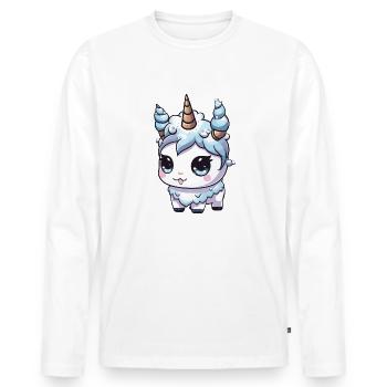 Licorne Bande Dessinée Mignon - T-shirt manches longues Premium bio Homme - blanc - Devant - Nico (187cm)