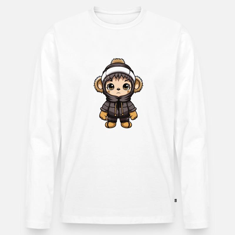 Monkey Winter Comic Cute - Men's Premium Organic Long Sleeve Shirt - undefined