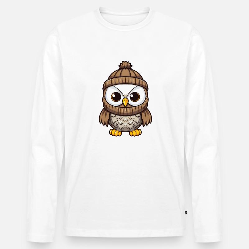 Eule Comic Winter Cozy - Männer Premium Bio Langarmshirt - undefined