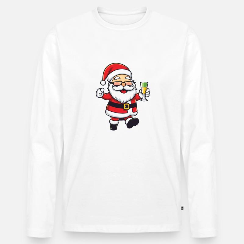 Weihnachtsmann Drinking Comic Weihnachten - Männer Premium Bio Langarmshirt - undefined