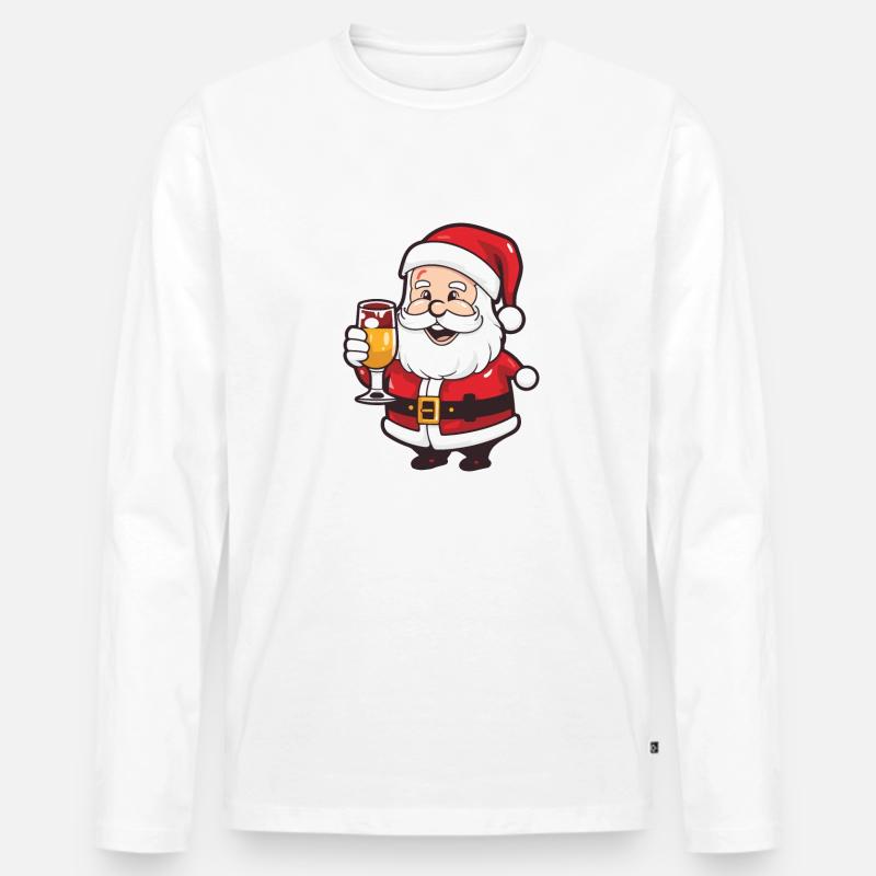 Weihnachtsmann Drinking Comic Weihnachten - Männer Premium Bio Langarmshirt - undefined