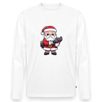 Santa Claus Gun Santa Christmas - Men's Premium Organic Long Sleeve Shirt - white - Front - Nico (187cm)