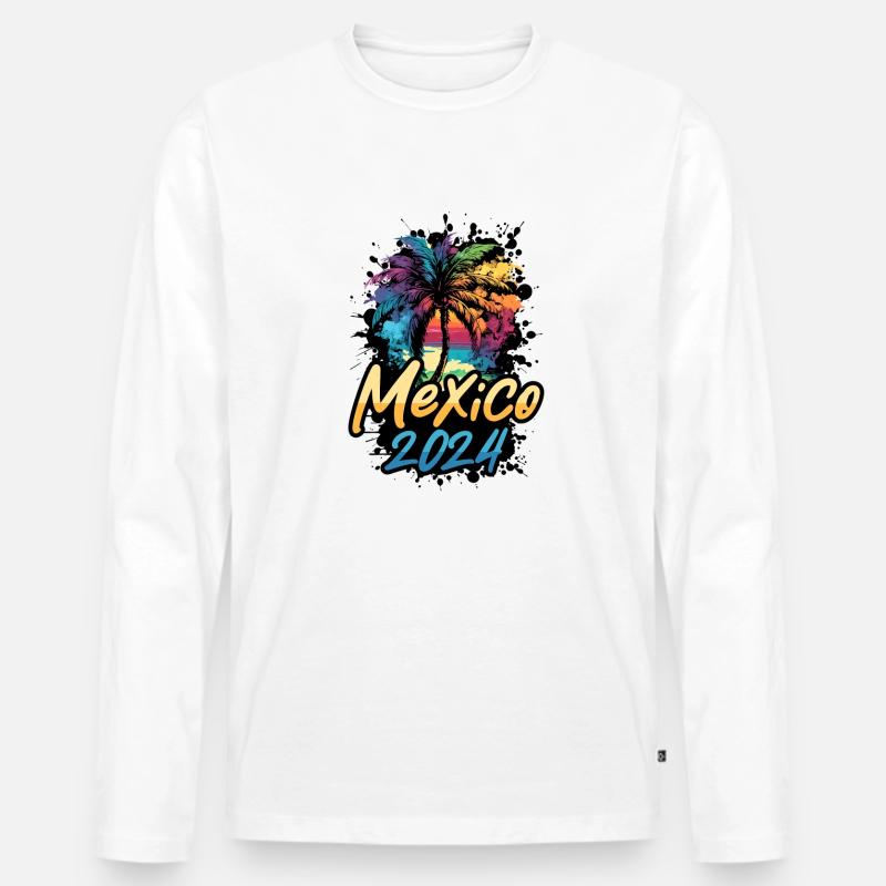 Mexiko 2024 Palmen Bunt - Männer Premium Bio Langarmshirt - undefined