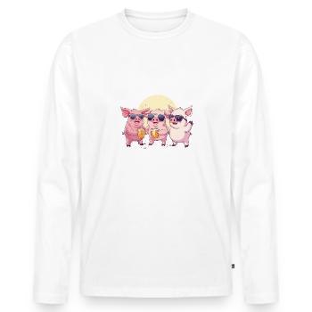 Malle Party Crew Funny Beer Mallorca - Men's Premium Organic Long Sleeve Shirt - white - Front - Nico (187cm)