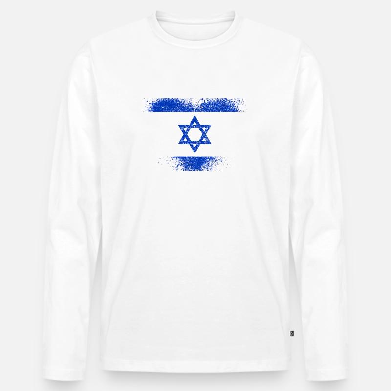 Israel - Männer Premium Bio Langarmshirt - Weiß