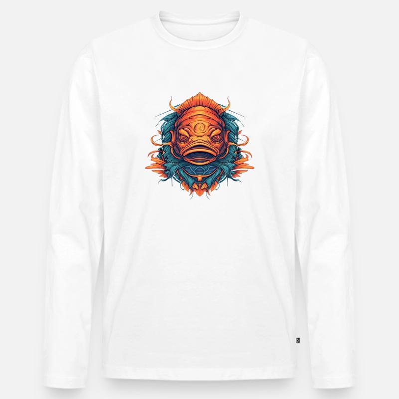 Fischkopf - Männer Premium Bio Langarmshirt - Weiß