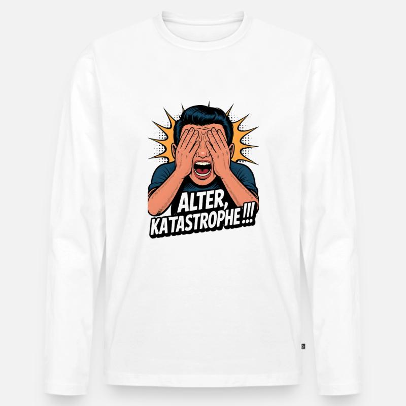 Alter Katastrophe Lustiger Spruch Meme - Männer Premium Bio Langarmshirt - Weiß