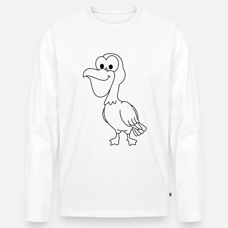Pelikan Comic Tier - Männer Premium Bio Langarmshirt - Weiß